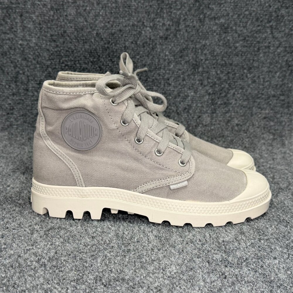 Palladium Pampa Hi Sneakers Women's 8.5 Grey Canvas Athletic Retro Shoes Boots